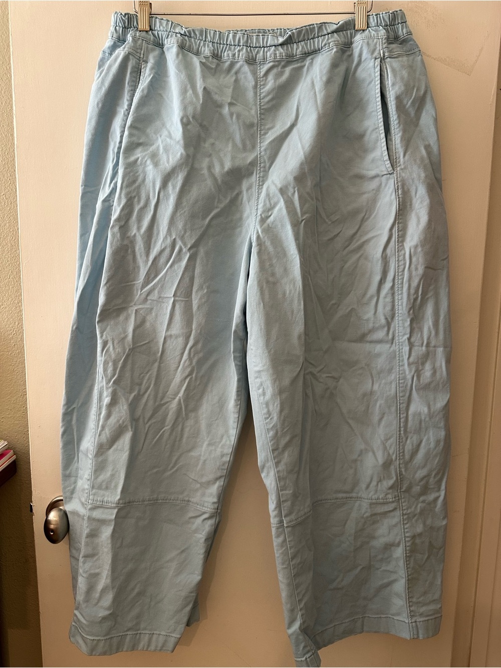Pilcro Light Blue Elastic-Waist Barrel Pants
